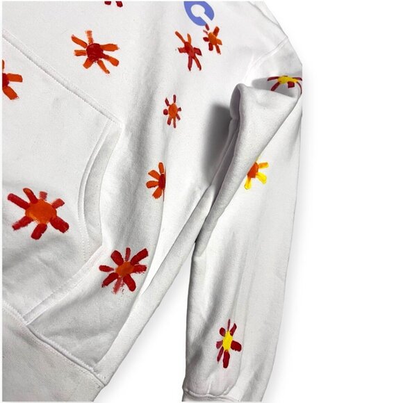 NSYNC Retro Boy Band Y2K White Hoodie Sweatshirt With Flowers Womens Medium - Picture 3 of 5